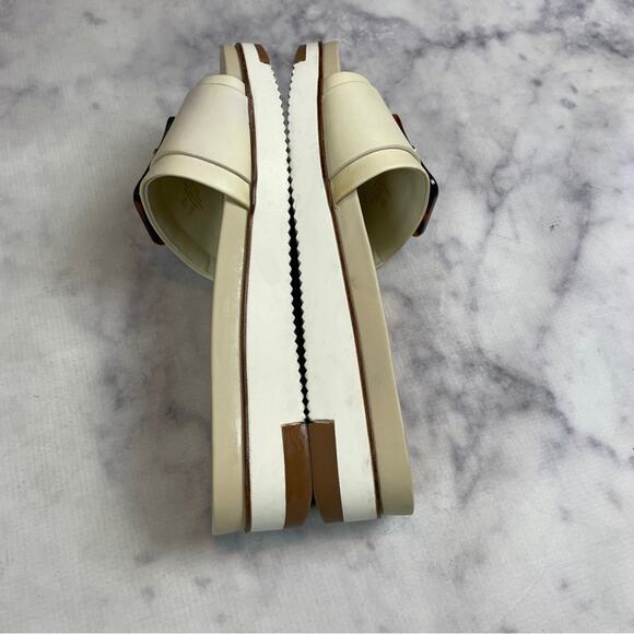 Sam Edelman Ariane Ivory Leather Slide Sandals Tortoise Buckle Sz 9 - Picture 7 of 11